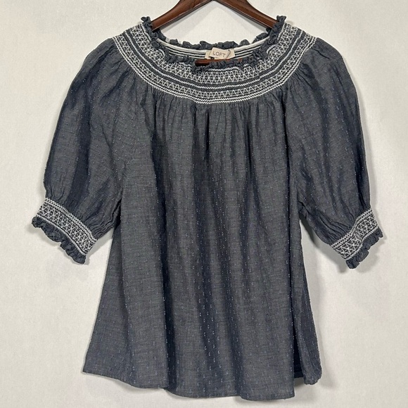 LOFT Clip Smocked Top - Picture 1 of 8